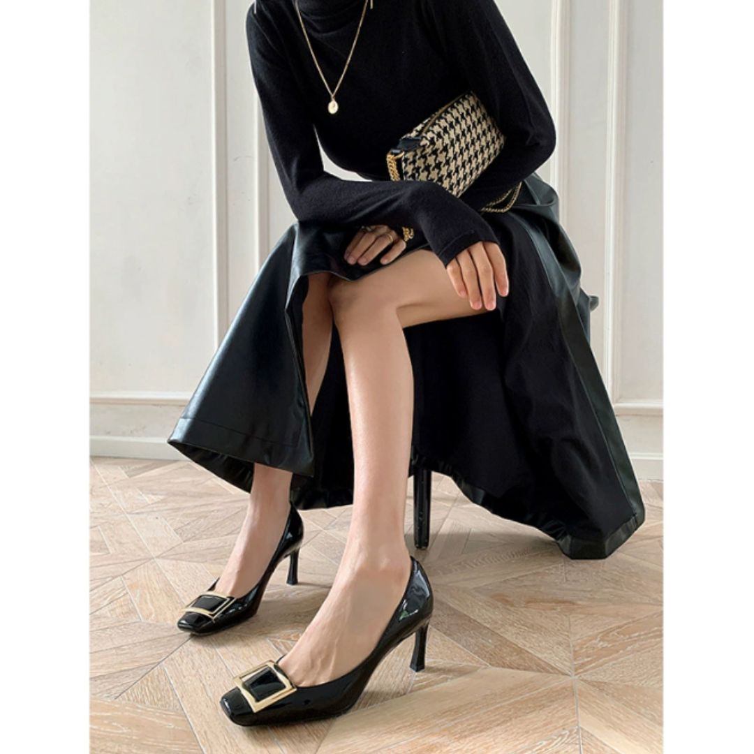 Narella™ | Sandálias elegantes de salto médio e bico quadrado