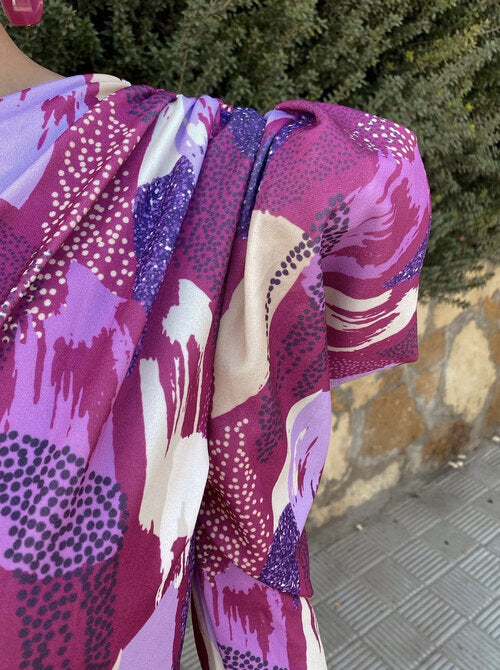 Yllana | Vestido Midi Puff Lila en-axel