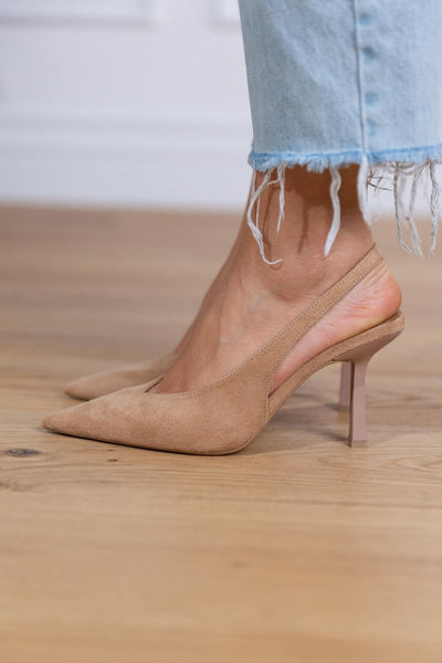 Marlena™ | Escarpins slingback nude a talão fino