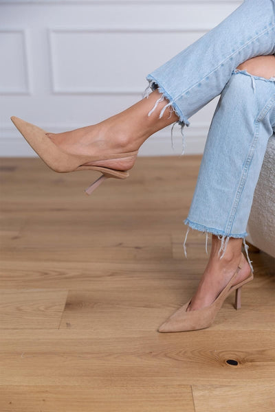 Marlena™ | Escarpins slingback nude a talão fino