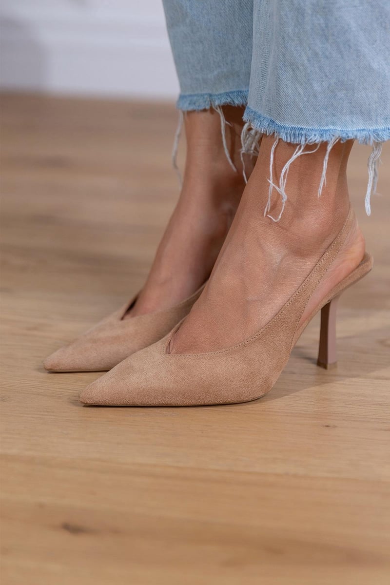 Marlena™ | Escarpins slingback nude a talão fino